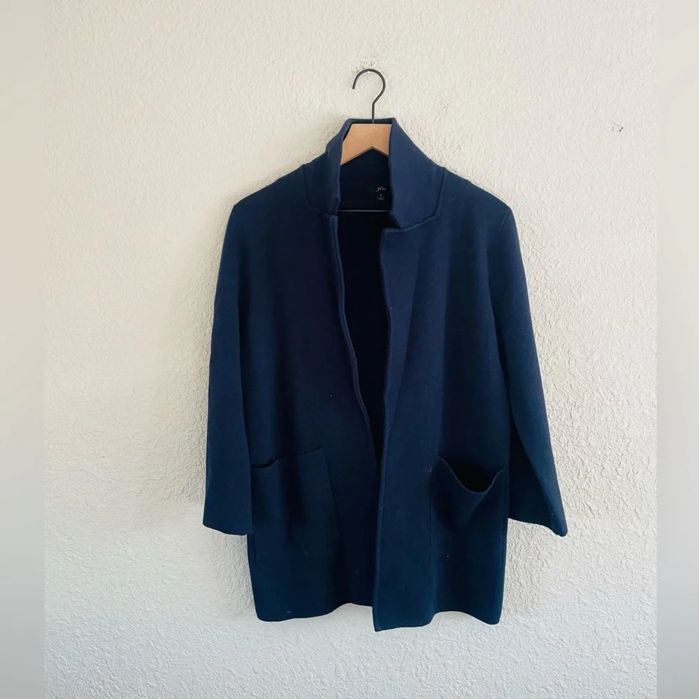 J. Crew Navy Blue Sweater Blazer Jacket